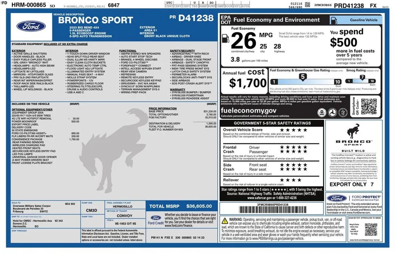 ford bronco sport 2023 3FMCR9B66PRD41238 image ford bronco sport 2023 3FMCR9B66PRD41238 image